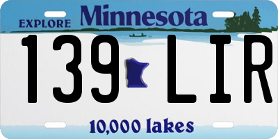 MN license plate 139LIR