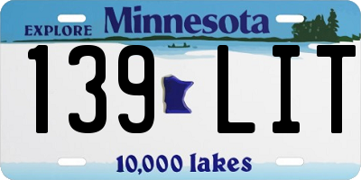 MN license plate 139LIT