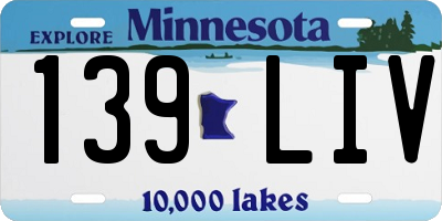 MN license plate 139LIV