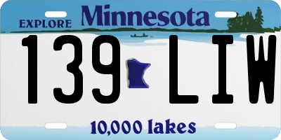 MN license plate 139LIW