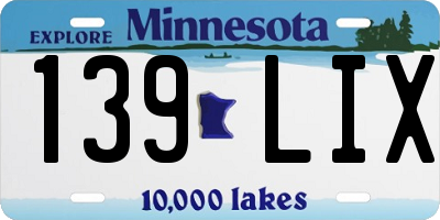 MN license plate 139LIX