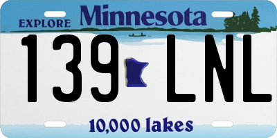 MN license plate 139LNL