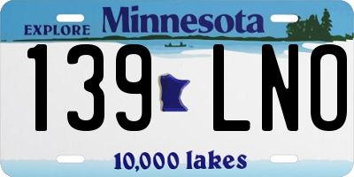 MN license plate 139LNO