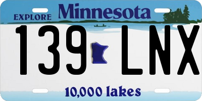 MN license plate 139LNX