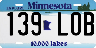 MN license plate 139LOB