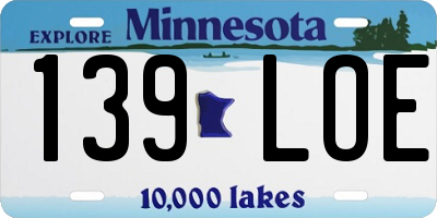 MN license plate 139LOE