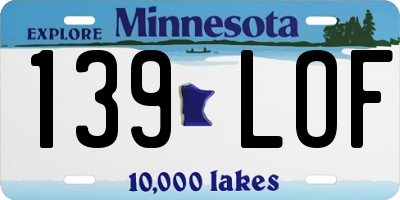 MN license plate 139LOF