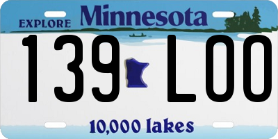 MN license plate 139LOO