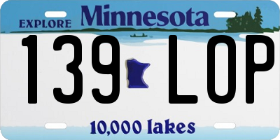 MN license plate 139LOP