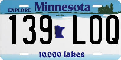 MN license plate 139LOQ
