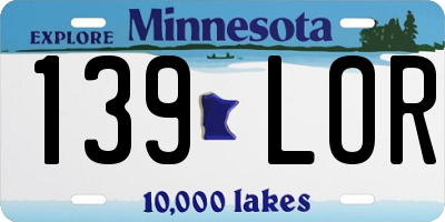 MN license plate 139LOR