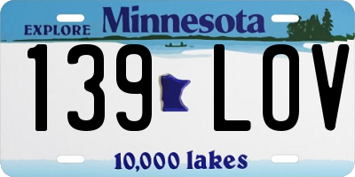 MN license plate 139LOV