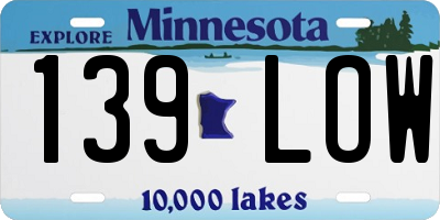 MN license plate 139LOW