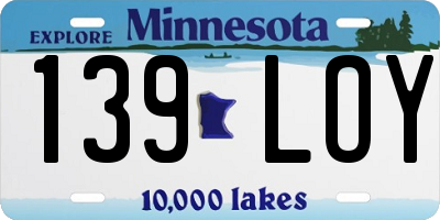 MN license plate 139LOY