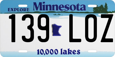 MN license plate 139LOZ