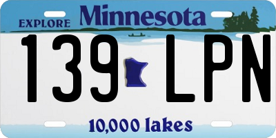 MN license plate 139LPN