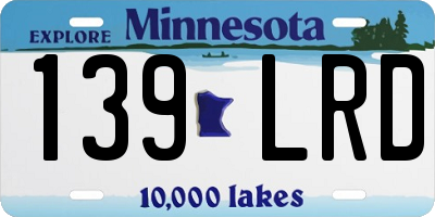 MN license plate 139LRD