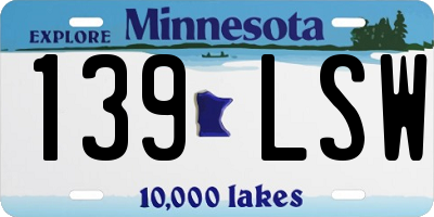 MN license plate 139LSW