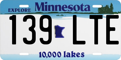 MN license plate 139LTE