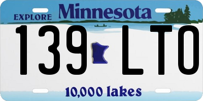 MN license plate 139LTO