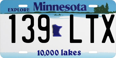 MN license plate 139LTX