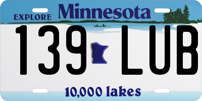 MN license plate 139LUB