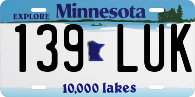 MN license plate 139LUK