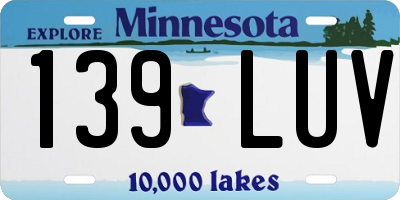 MN license plate 139LUV