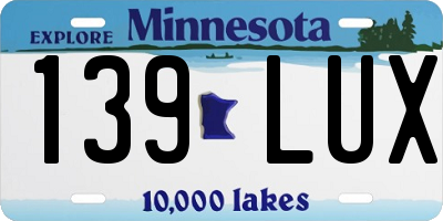 MN license plate 139LUX