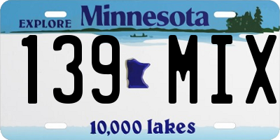 MN license plate 139MIX