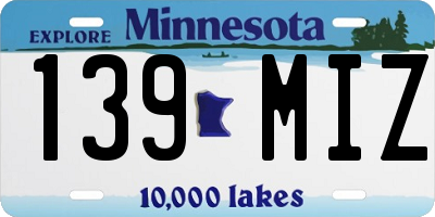 MN license plate 139MIZ