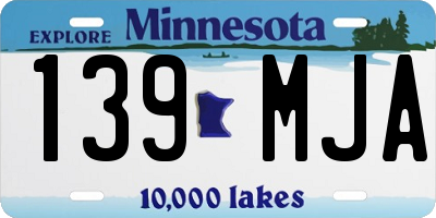 MN license plate 139MJA