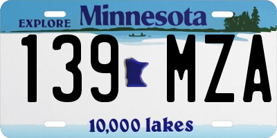 MN license plate 139MZA