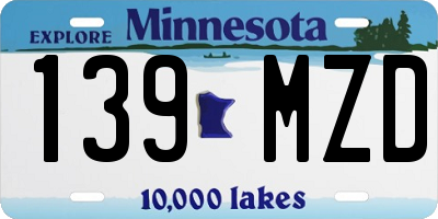 MN license plate 139MZD