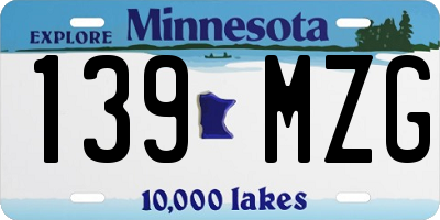 MN license plate 139MZG