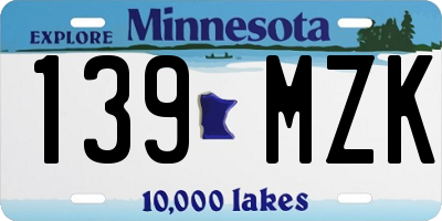 MN license plate 139MZK