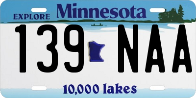 MN license plate 139NAA