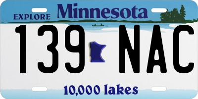 MN license plate 139NAC
