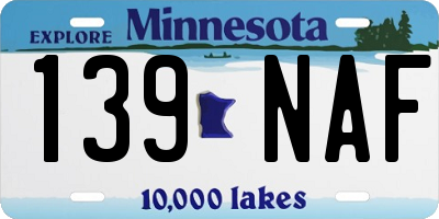 MN license plate 139NAF