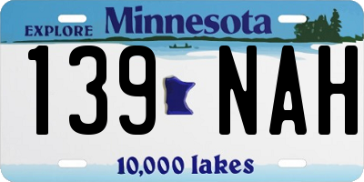 MN license plate 139NAH