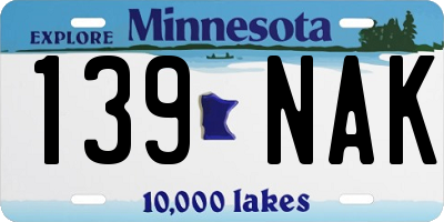 MN license plate 139NAK