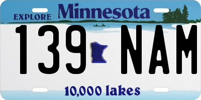 MN license plate 139NAM