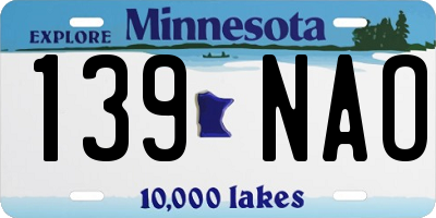 MN license plate 139NAO