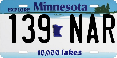 MN license plate 139NAR