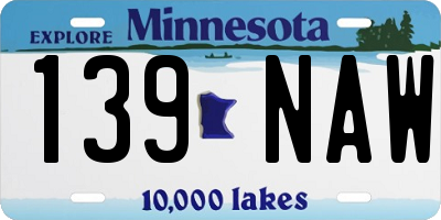 MN license plate 139NAW