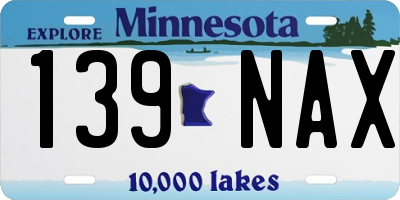 MN license plate 139NAX