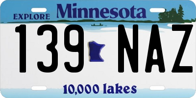 MN license plate 139NAZ