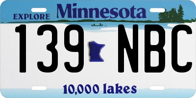 MN license plate 139NBC