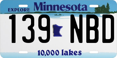 MN license plate 139NBD