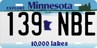 MN license plate 139NBE